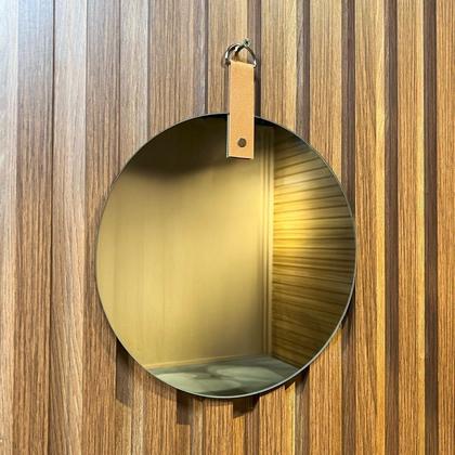 Imagem de Espelho Lapidado Redondo 50cm com Pendurador e Argola para Banheiro Quarto Sala