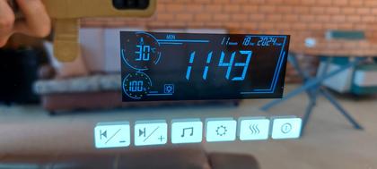 Imagem de Espelho Led 3 cores 80cm inteligente toca musica com desembaçador led caixas de som interativo visor com hora