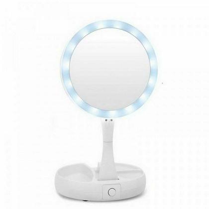 Imagem de Espelho Led Dupla Face Portátil Dobrável Iluminado Zoom 10x
