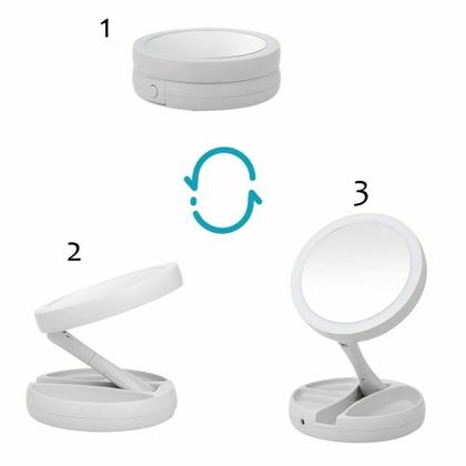 Imagem de Espelho LED Duplo c/ lente de aumento articulado p/ Maquiagem REDONDO