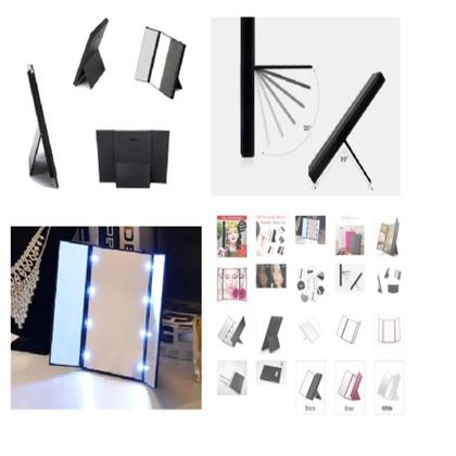 Imagem de Espelho Led Maquiagem Bolsa Triplo Com Aumento Dobravel Portatil Iluminacao Mesa Bancada Viagem