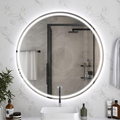 Imagem de Espelho LED Redondo 3 Cores Banheiro Dual Touch com Desembaçador 110V