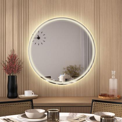 Imagem de Espelho LED Redondo 3 Cores Banheiro Dual Touch com Desembaçador 110V