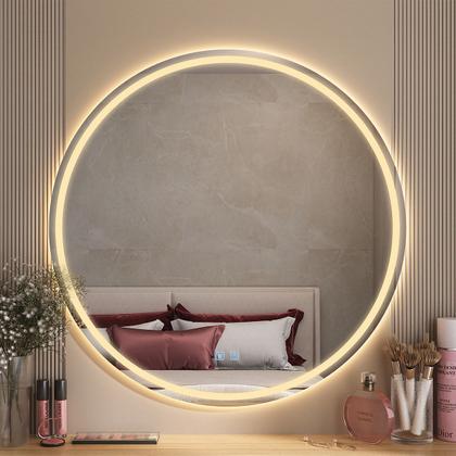 Imagem de Espelho LED Redondo 3 Cores Banheiro Dual Touch com Desembaçador 110V