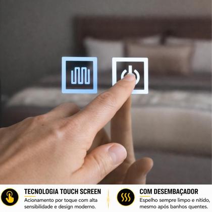 Imagem de Espelho Led Redondo Touch 3 Cores de Luz Com Desembaçador e Display Digital 80x80cm Bilvolts