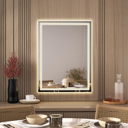 Imagem de Espelho LED Retangular 3 Cores Banheiro Dual Touch com Desembaçador 110V