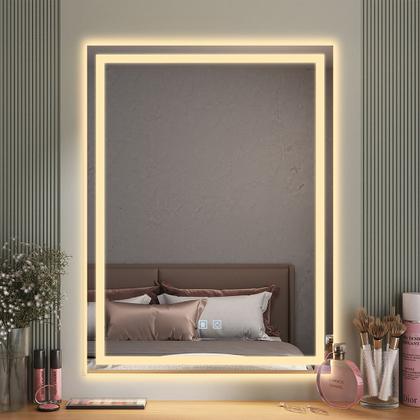 Imagem de Espelho LED Retangular 3 Cores Banheiro Dual Touch com Desembaçador 110V