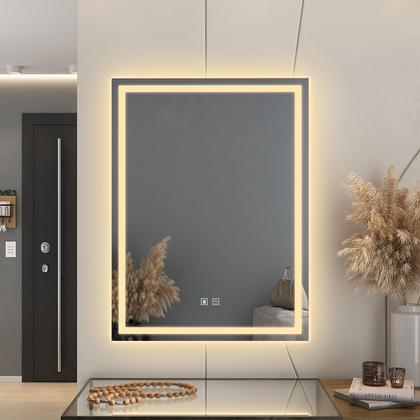 Imagem de Espelho LED Retangular 3 Cores Banheiro Dual Touch com Desembaçador 110V