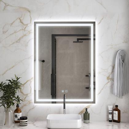 Imagem de Espelho LED Retangular 3 Cores Banheiro Dual Touch com Desembaçador 110V