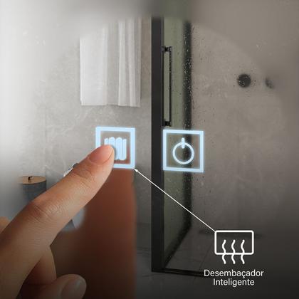 Imagem de Espelho LED Retangular 3 Cores Banheiro Dual Touch com Desembaçador 110V