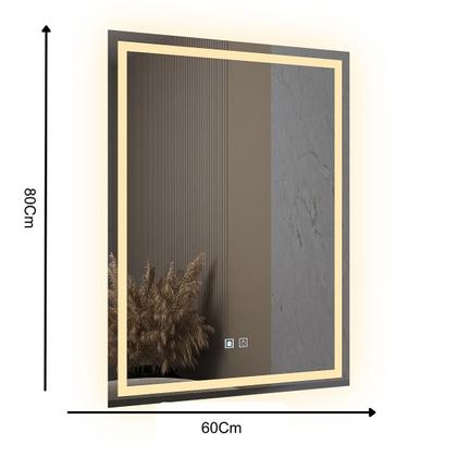 Imagem de Espelho LED Retangular 3 Cores Banheiro Dual Touch com Desembaçador 110V