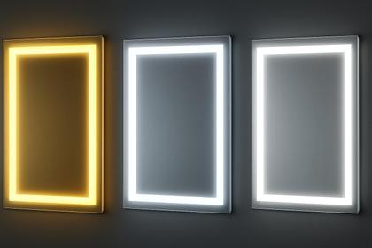 Imagem de Espelho LED Retangular Jateado 3 Cores Touch Screen Camarim Maquiagem