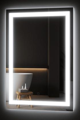 Imagem de Espelho LED Retangular Jateado 3 Cores Touch Screen Camarim Maquiagem