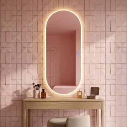 Imagem de Espelho Lopazzi com LED Touch Bivolt  3 Cores Quente Neutra Fria Grande 150x40cm Corpo Inteiro para Quarto Sala Vidro 3mm Sem Moldura LOPAZZI