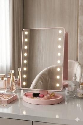 Imagem de Espelho Maquiagem Mesa LED Iluminado USB Espelho Cosmético Luz Ajustável Maquiagem Profissional Beleza Penteadeira