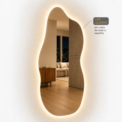 Imagem de Espelho Orgânico Com Led 100x50 Decorativo Moderno