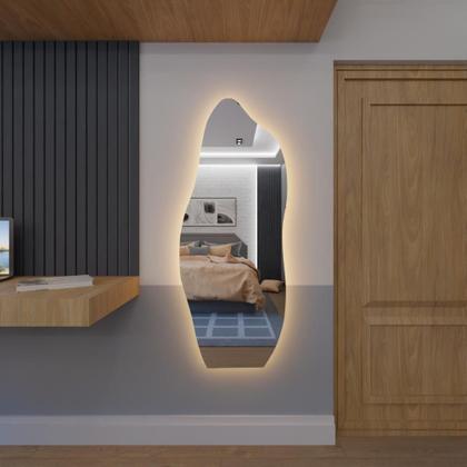 Imagem de Espelho Orgânico Flame 170x70 E06 com LED Branco Quente 110V 3000K  Sofisticação e Conforto