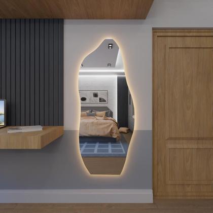 Imagem de Espelho Orgânico Flame 170x70 E06 com LED Branco Quente 110V 3000K  Sofisticação e Conforto