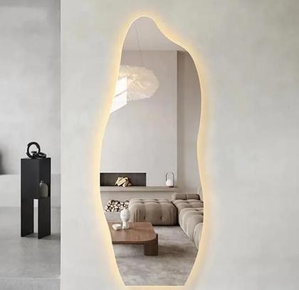 Imagem de Espelho Orgânico Flame 170x70 E06 com LED Branco Quente 110V 3000K  Sofisticação e Conforto