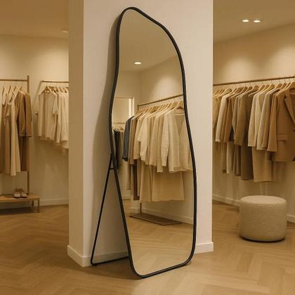 Imagem de Espelho Orgânico Grande 170x70 Corpo inteiro  Moldura em Alumínio, Design Moderno para Sala ou Quarto