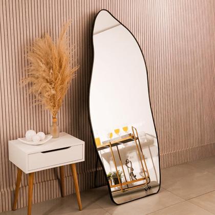 Imagem de Espelho Orgânico Grande 170x70 Corpo inteiro  Moldura em Alumínio, Design Moderno para Sala ou Quarto