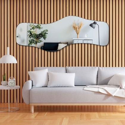 Imagem de Espelho Orgânico Grande Corpo Inteiro 170x70 Couro Mod Waves