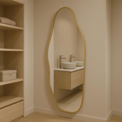 Imagem de Espelho Orgânico Lopazzi Corpo Inteiro 150cm Grande Decorativo Quarto Sala Hall Moldura de Alumínio