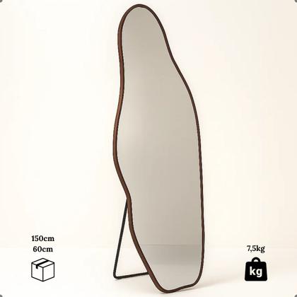 Imagem de Espelho Orgânico Lopazzi Corpo Inteiro 150cm Grande Decorativo Quarto Sala Hall Moldura de Alumínio