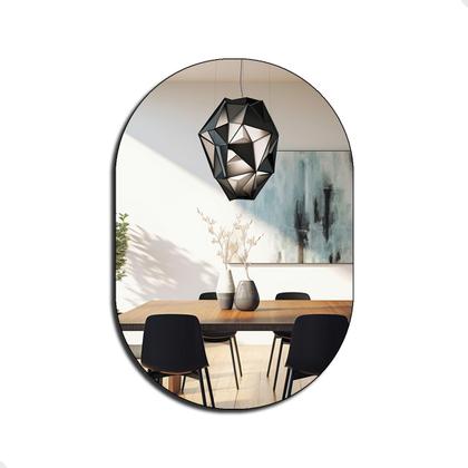 Imagem de Espelho Orgânico Moderno Sala Quarto Banheiro Lavabo 64x44cm em Couro 3cm - Mod. Pílula