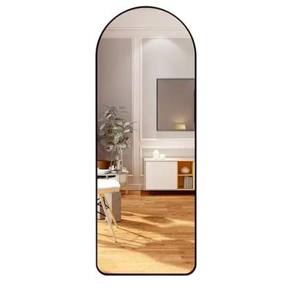 Imagem de Espelho Oval Chão Suporte Corpo Inteiro Preto 100x30cm Luxo