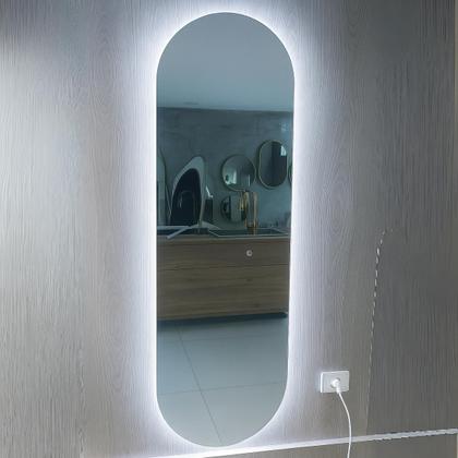 Imagem de Espelho Oval Com LED 150x40 Decoração Corpo Inteiro com LED DUPLO Touch