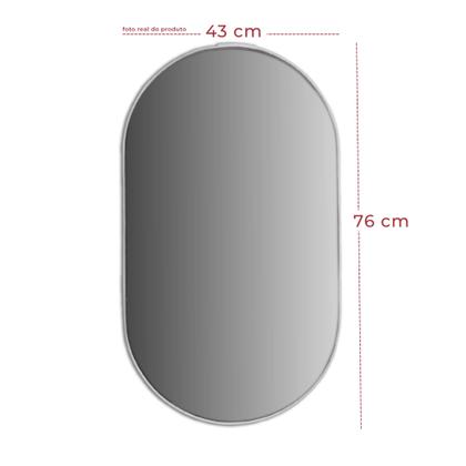 Imagem de Espelho Oval Corpo Inteiro Com Moldura Couro Decorativo Luxo