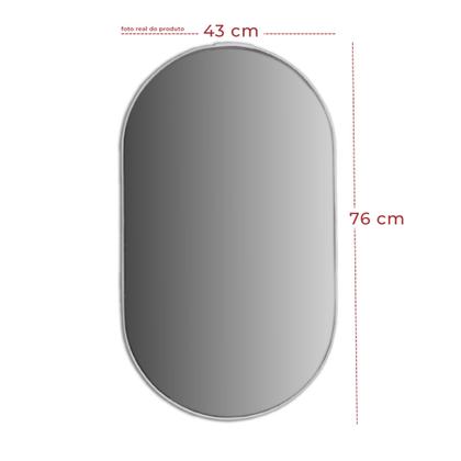 Imagem de Espelho Oval Corpo Inteiro Com Moldura Couro Decorativo Luxo