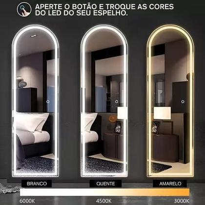 Imagem de Espelho Oval Corpo Inteiro Moldura Led Quarto Salão Loja 170x70 Grande