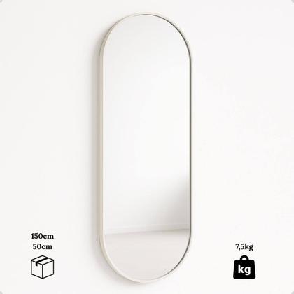 Imagem de Espelho Oval Grande Corpo Inteiro 150x50 Decoração Moldura em Metal