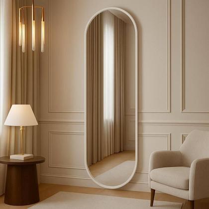 Imagem de Espelho Oval Grande Corpo Inteiro 150x50 Decoração Moldura em Metal