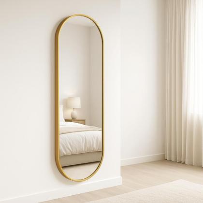 Imagem de Espelho Oval Grande Corpo Inteiro 150x50 Decoração Moldura em Metal