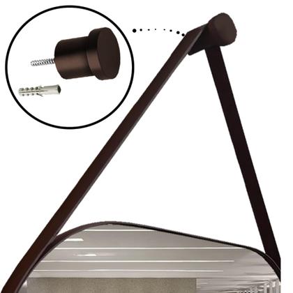 Imagem de Espelho Oval Lavabo com Alça Horizontal Couro 76x43