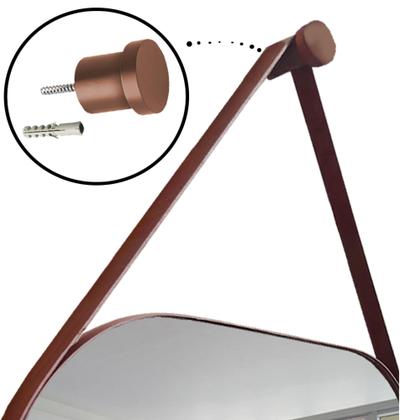 Imagem de Espelho Oval Lavabo com Alça Horizontal Couro 76x43