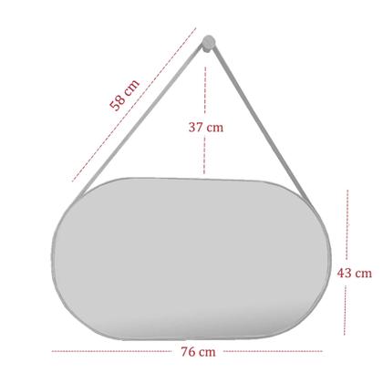 Imagem de Espelho Oval Lavabo com Alça Horizontal Couro Decorativo