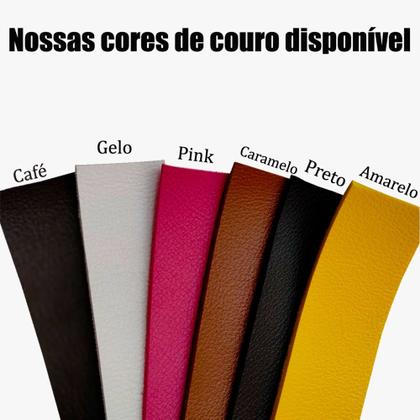 Imagem de Espelho Oval Lavabo com Alça Horizontal Couro