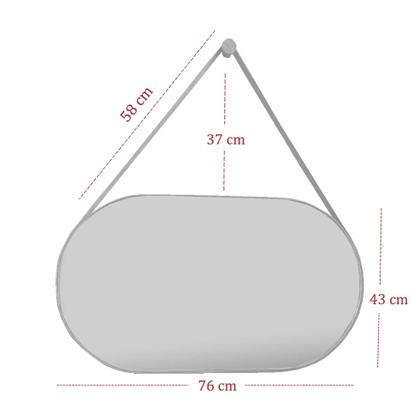 Imagem de Espelho Oval Lavabo com Alça Horizontal Couro