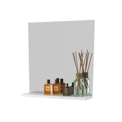 Imagem de Espelho para Banheiro Retangular Suspenso com 1 Prateleira MDP em 3 Branco Tecnomobili