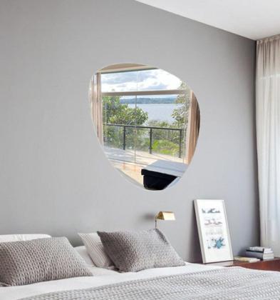 Imagem de Espelho Para Quarto Sala Escritório Moderno 80cm Com Suporte
