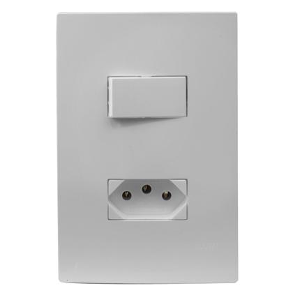 Imagem de Espelho Placa 4x2 com 1 Interruptor Paralelo 10A e 1 Tomada 10A Bivolt Linha i9 Ilumi Ref.: 94280