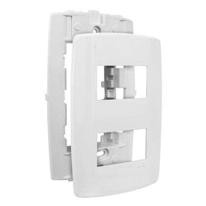 Imagem de Espelho Placa 4x2 com Suporte para 2 Módulos Separados Horizontal Linha Slim Ilumi - 82080