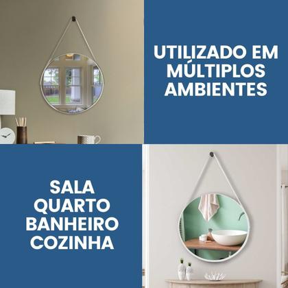 Espelho Redondo Adnet 30cm com Alça e Suporte para Quarto Banheiro Hall - Outlet Dos Espelhos Imagem de Espelho Redondo Adnet 30cm com Alça e Suporte para Quarto Banheiro Hall