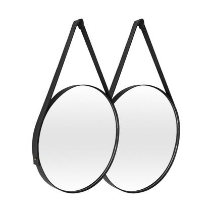 Imagem de Espelho Redondo Adnet 40cm Kit com 2 com Alça e Suporte para Quarto Sala Banheiro