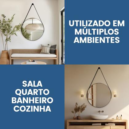 Imagem de Espelho Redondo Adnet 40cm Kit com 2 com Alça e Suporte para Quarto Sala Banheiro