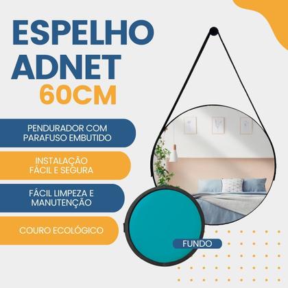 Imagem de Espelho Redondo Adnet 60cm Decorativo com Alça e Suporte para Quarto Banheiro Sala